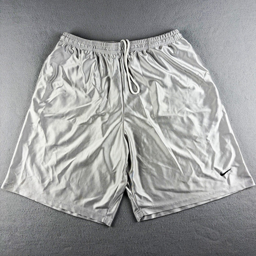 Nike Sportswear Y2K Shiny Basketball Shorts Men's Large Silver Swoosh